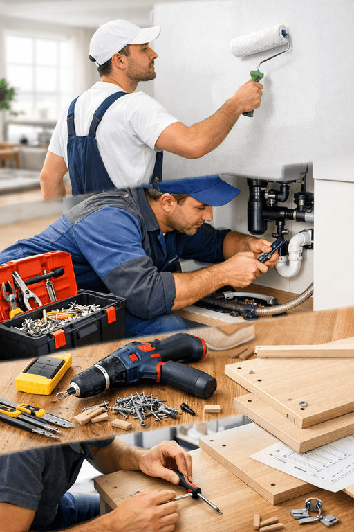 Nos services : peinture, plomberie, montage de meuble, bricolage